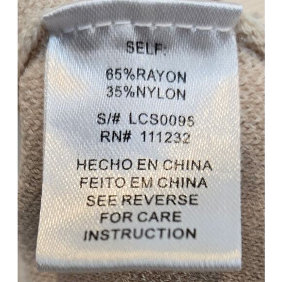 Lucca Couture Leopard Animal Print Cream Beige Sweater Short Pleat Sleeves Small - Picture 6 of 8